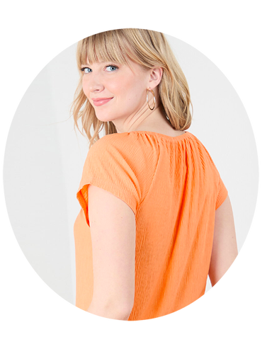 Woman in orange top