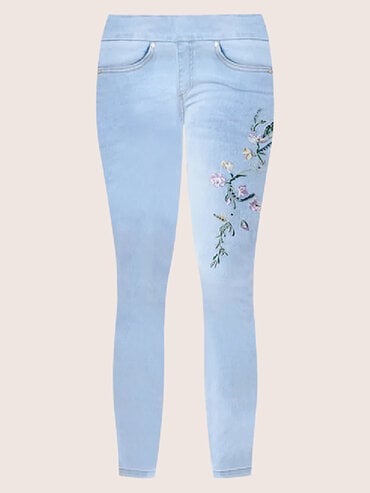 Floral stitch jeans