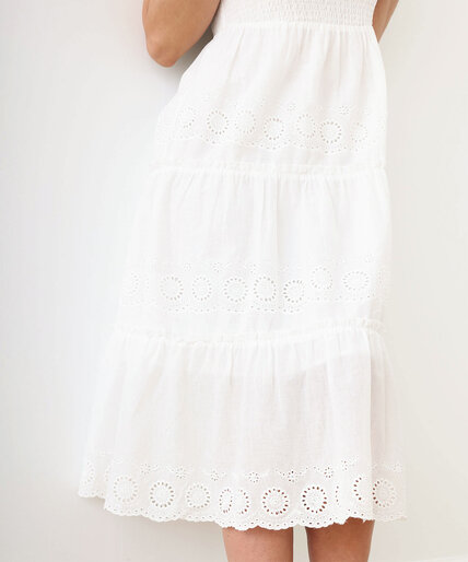 Cotton Eyelet Smocked Midi Dress Image 3