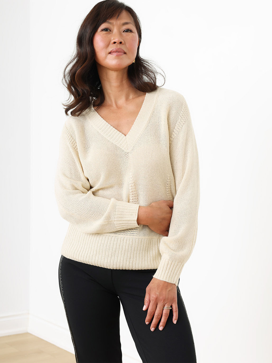 Petite Gold Shimmer Dolman Sweater