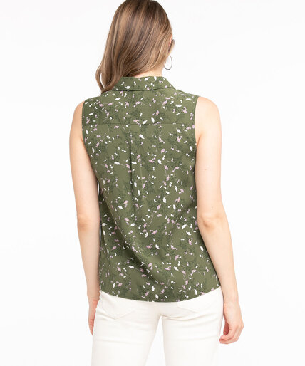 Sleeveless Collared Button Front Blouse Image 2