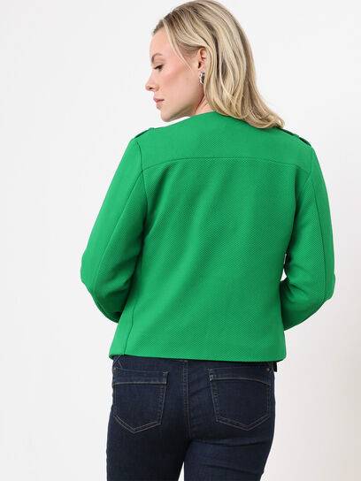 Petite Kelly Green Knit Pique One-Button Blazer