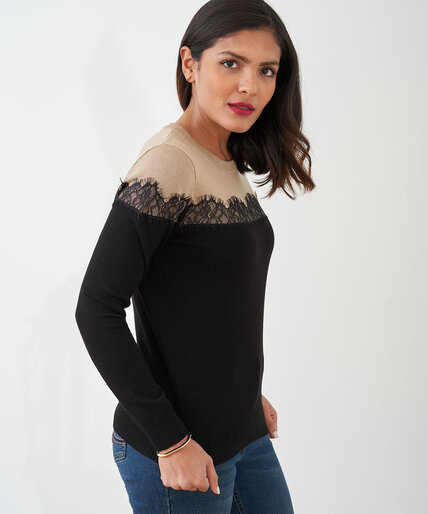 Lace Trim Colourblock Sweater Image 3