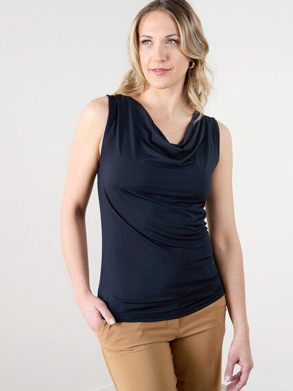 Sleeveless Cowl Neck Knit Top Image 6