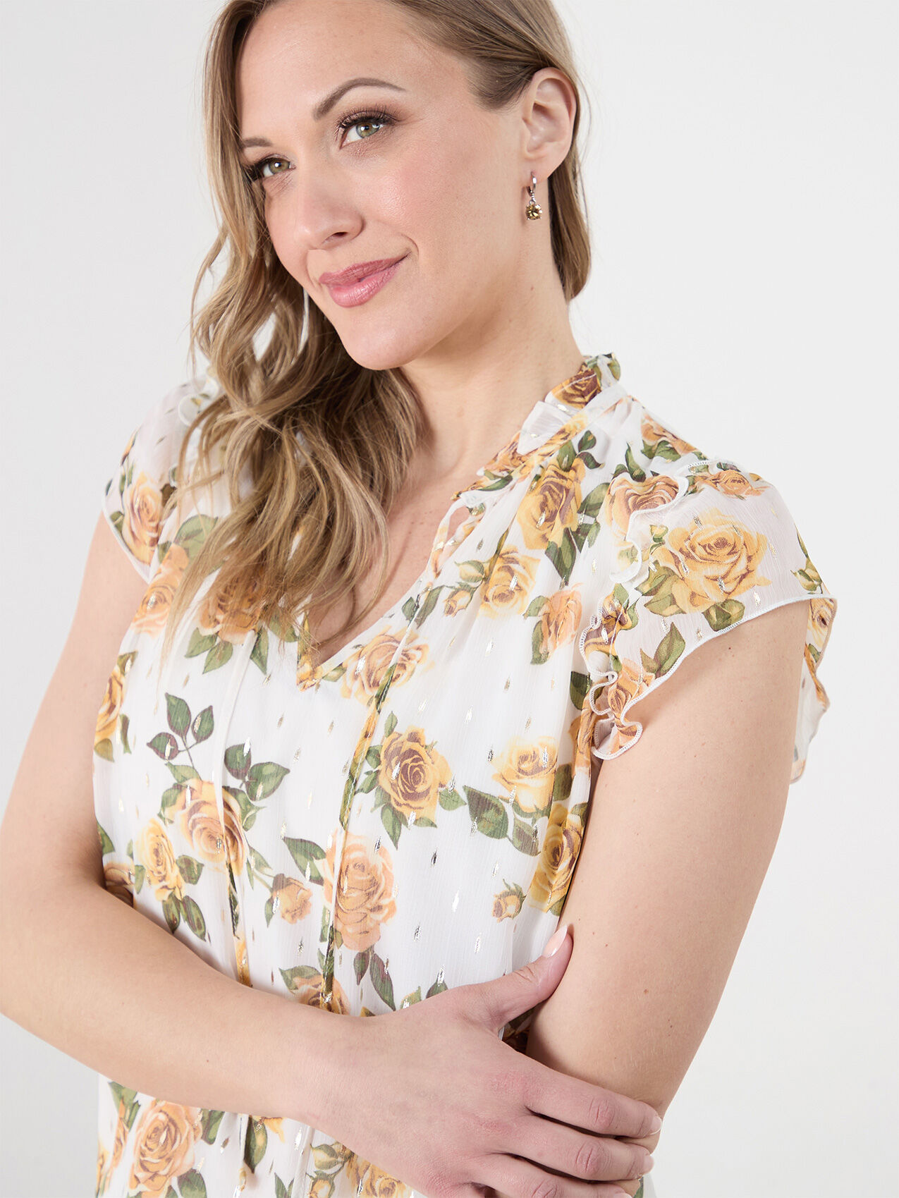 Gold chiffon top deals