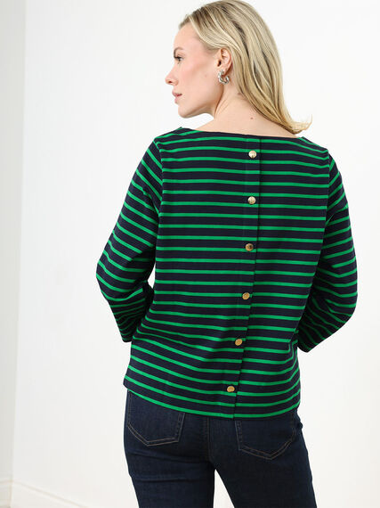 Petite 3/4 Sleeve Boatneck Top with Back Buttons Image 2