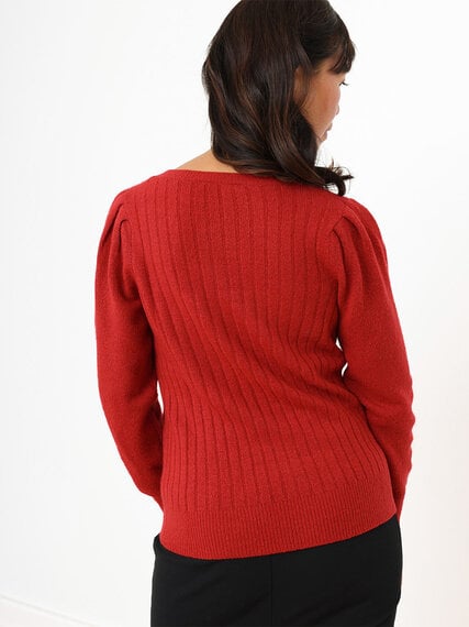 Petite Square Neck Pullover with Puff Shoulders Image 4