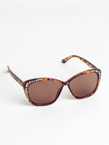 Tortoise Cat Eye Single Reader Sunglasses with Rhinestones Image 4