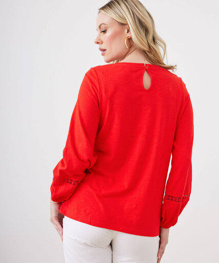 Long Sleeve Top with Crochet Inserts Image 2