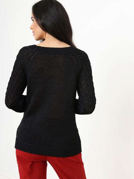 Petite Cable-Knit Metallic Pullover Sweater Image 4