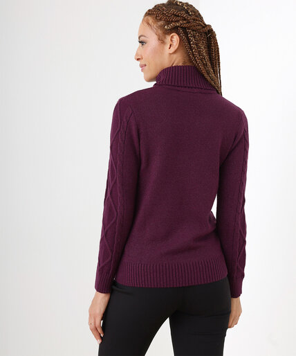 Shimmery Cable Knit Turtleneck Sweater Image 4