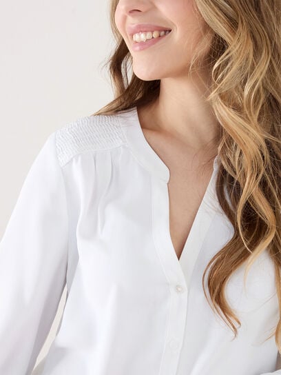 Petite Relaxed Fit Ruched Shoulder Blouse