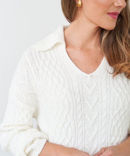 Relaxed Cable Knit Tunic Sweater Image 4
