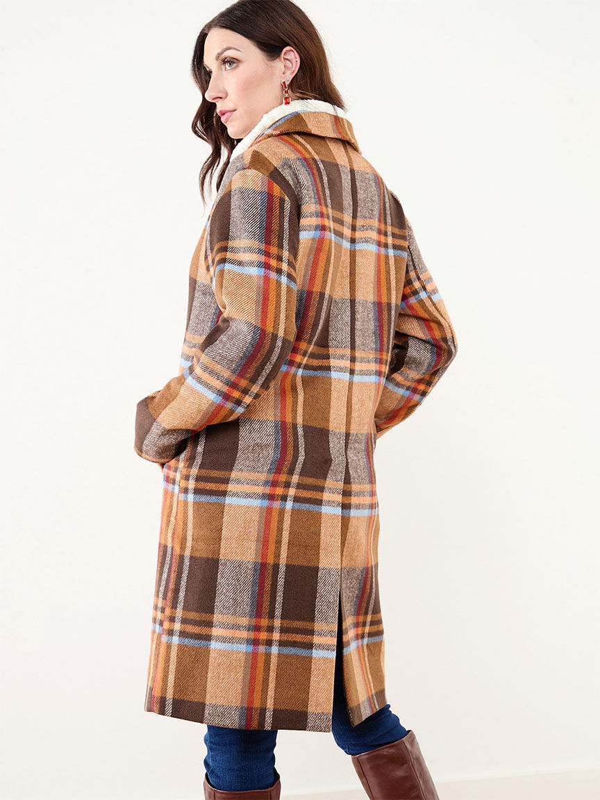 Wool blend plaid coat best sale
