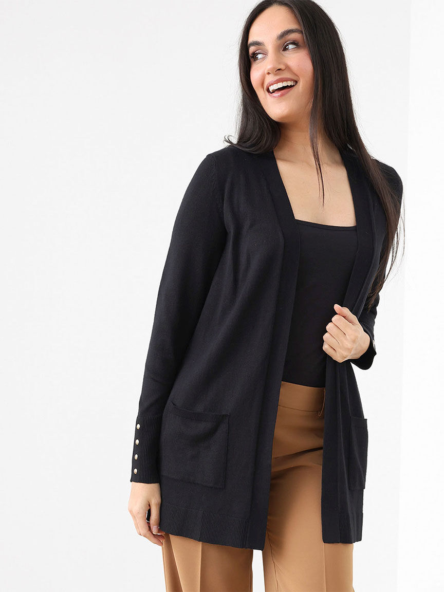 Open front black sweater sale
