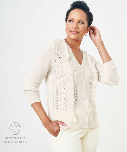 Ruffled Button Front Cardigan Image 1