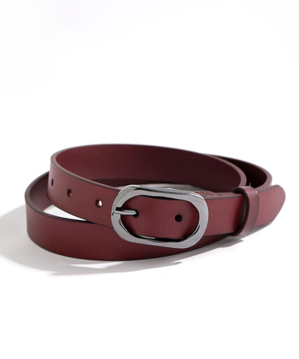 Red Slim Leather Belt Image 1