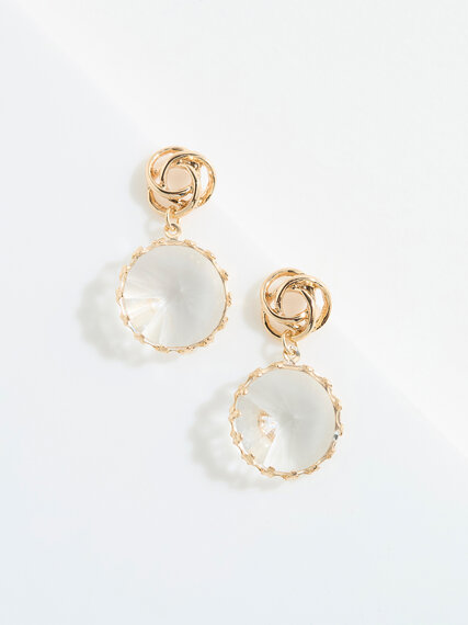 Gold with Glass Stone Drop Earrings Image 1