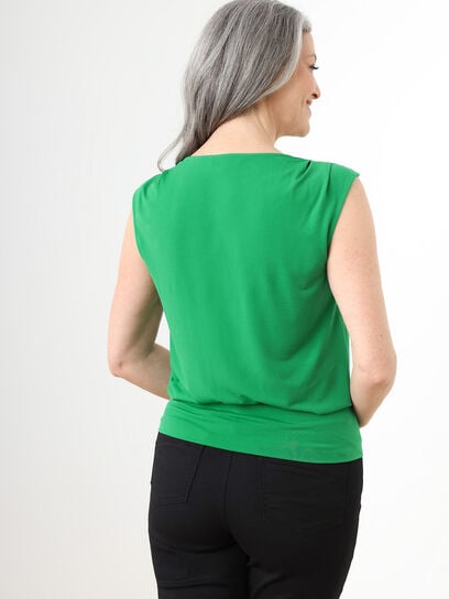 Sleeveless Stretch Top with Banded Hem
