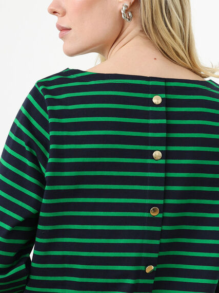Petite 3/4 Sleeve Boatneck Top with Back Buttons Image 4