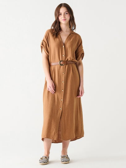 Belted Midi Shirt Dress by Black Tape