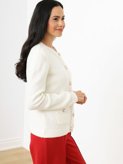 Petite Long Sleeve Sequin Button-Front Cardigan Image 3