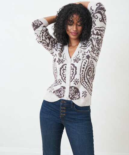Patterned Button Front Cardigan Image 3