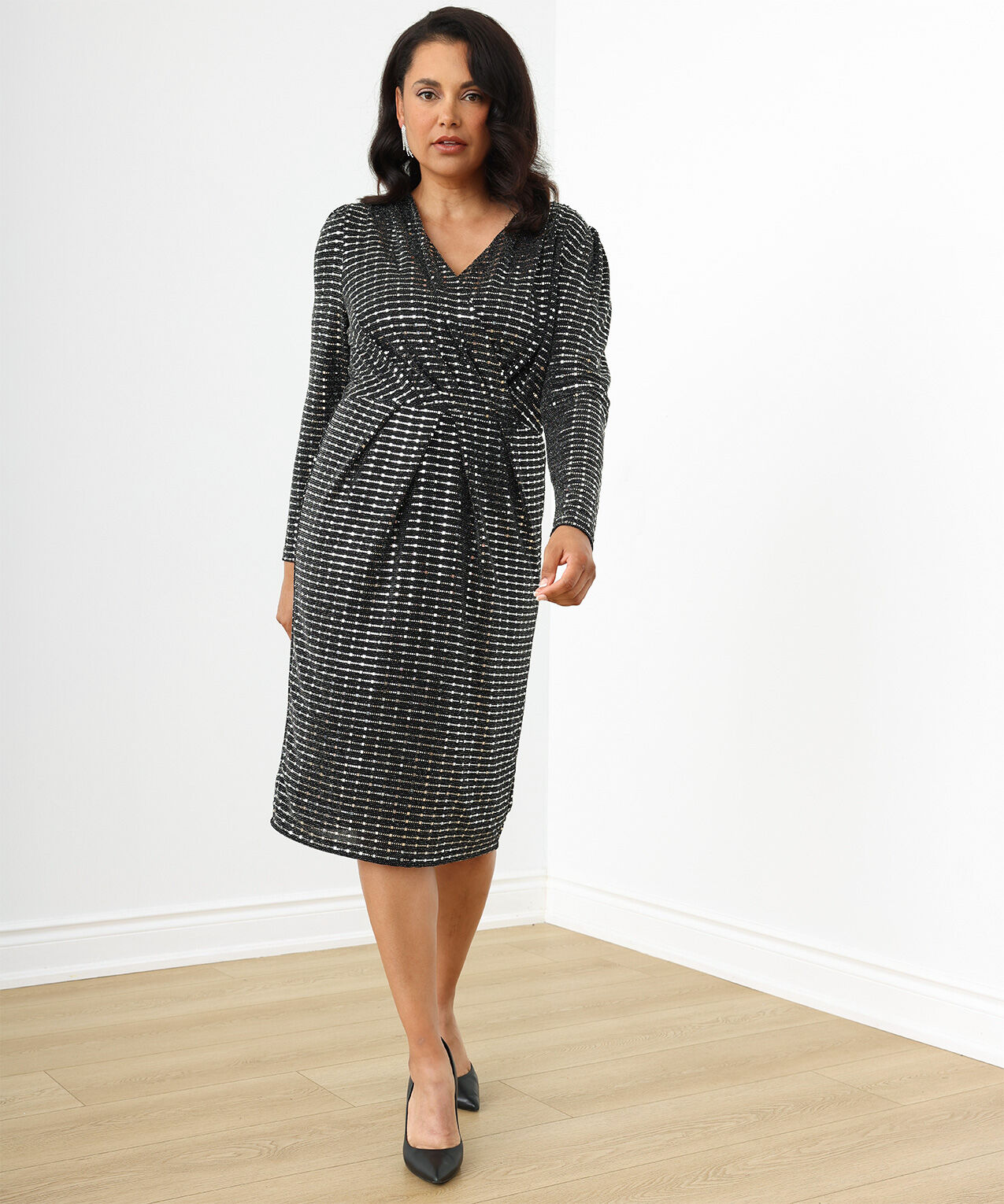 Shimmer Knit Wrap Dress