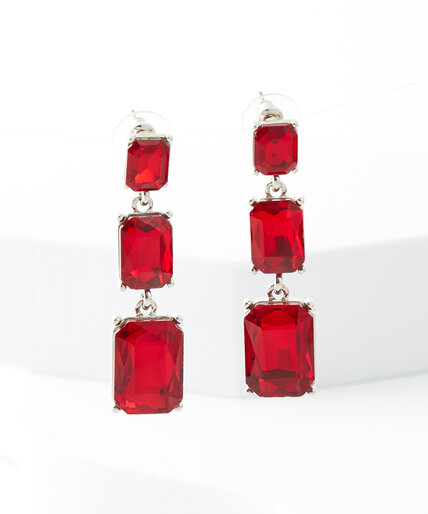 Square Faceted-Stone Drop Earrings Image 1