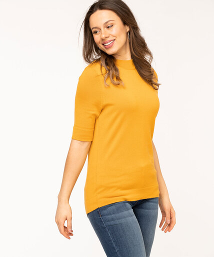 Mock Neck Elbow Sleeve Pullover Image 1