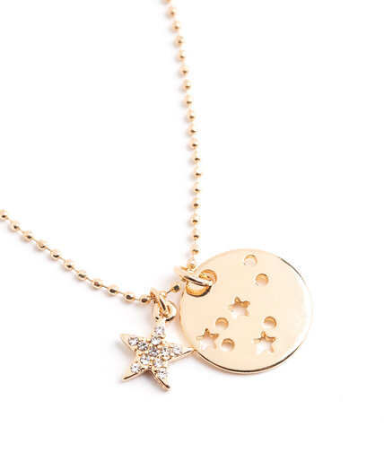 Gold Zodiac Disc Pendant Necklace Image 1