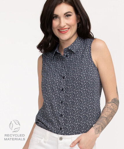 Sleeveless Button Front Blouse Image 1