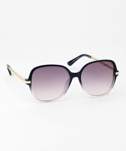 Black & Pink Sunglasses with Gold Metal Detail Image 1
