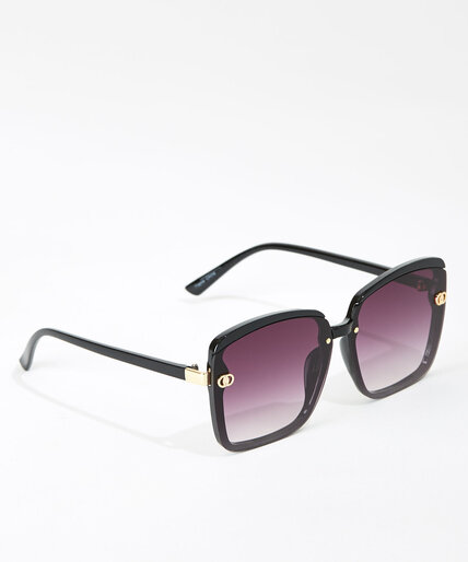 Black Sunglasses with Metal Detail Image 2