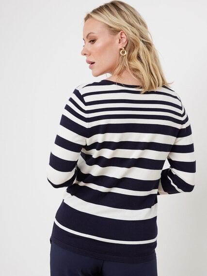 3/4 Sleeve Striped Pullover Sweater Image 6
