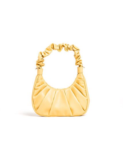 Yellow Ruched Vegan Leather Bag Image 1