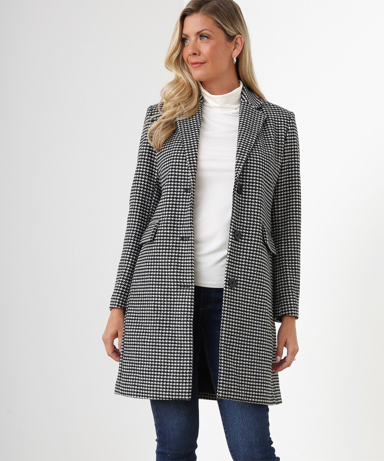 Black houndstooth coat shop