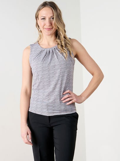 Sleeveless Stretch Top with Gather Detail