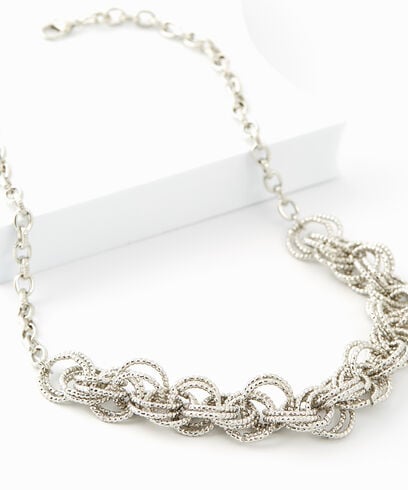 Short Silver Multi-Rings Necklace