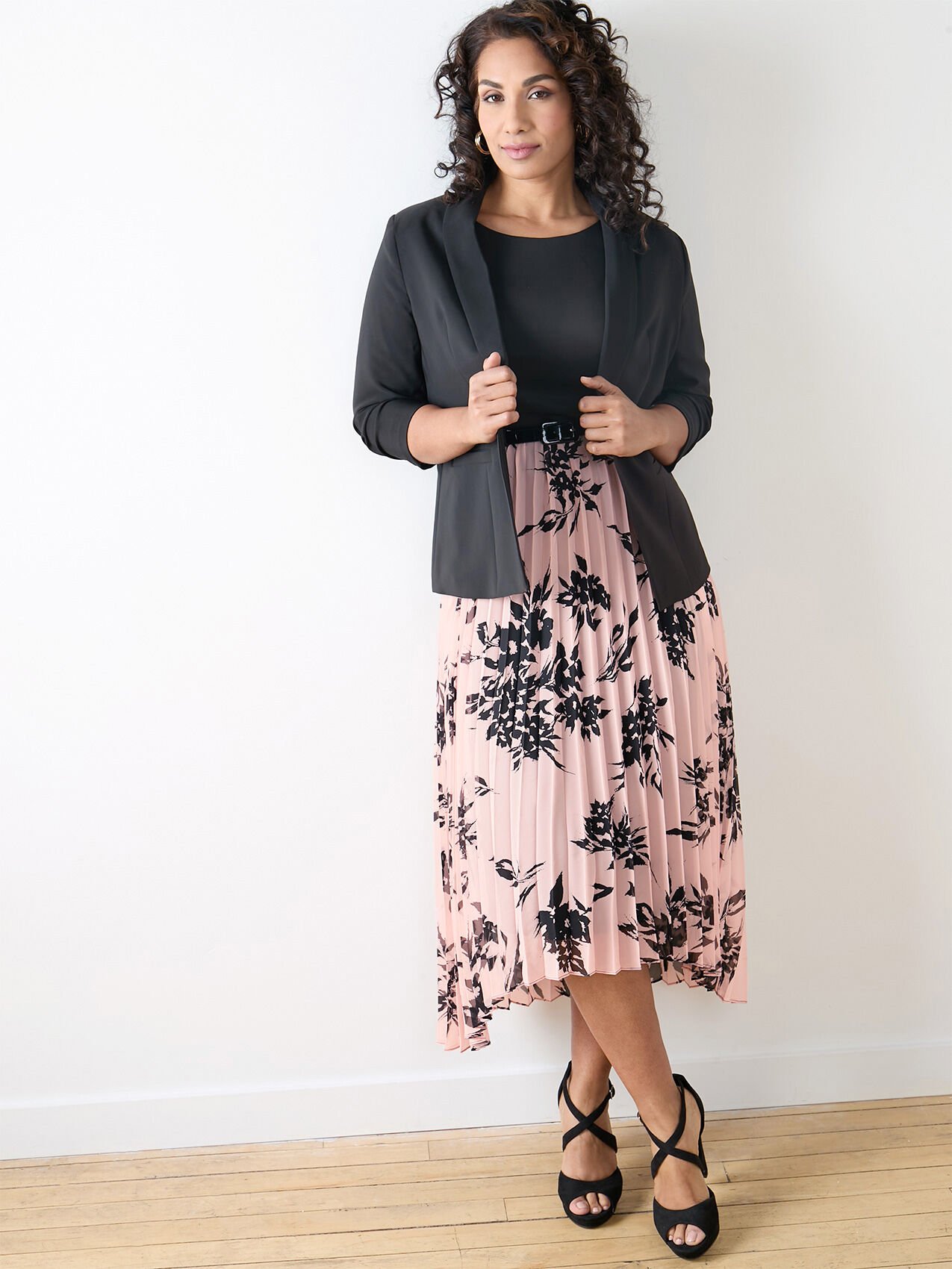 Petite Pleated Hi Low Midi Dress Cleo 4000009707