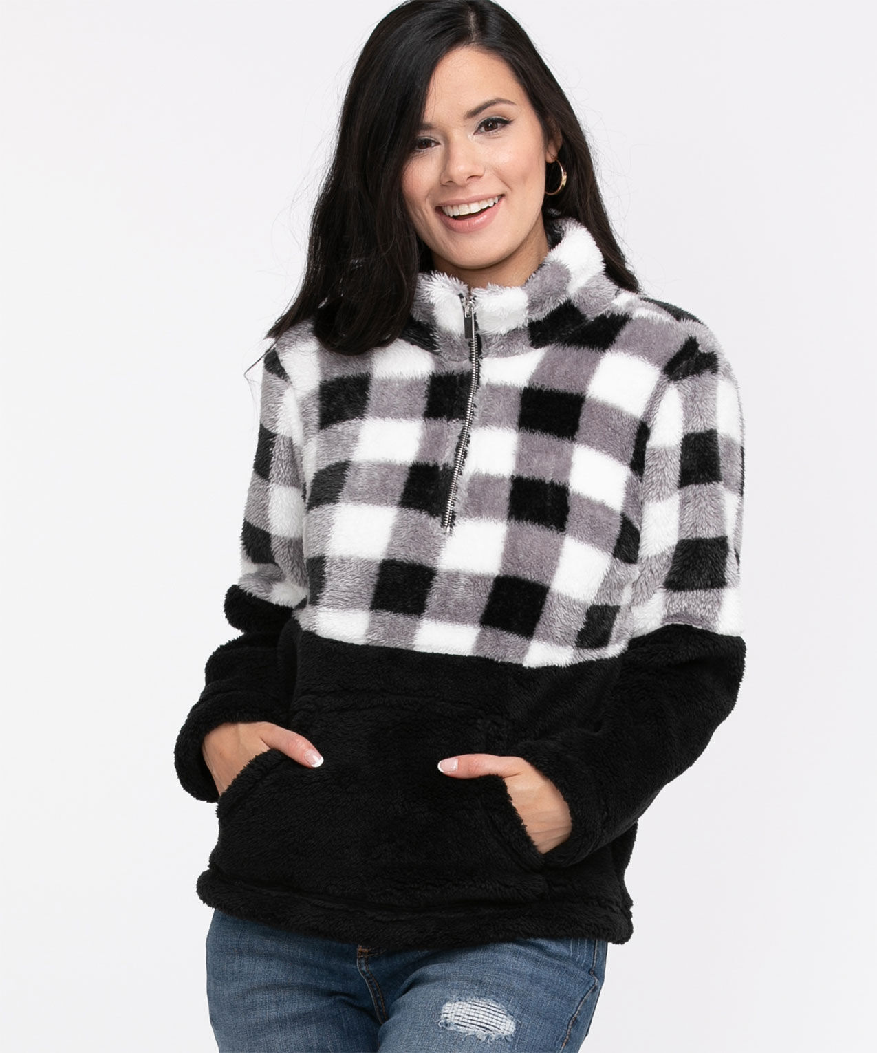 Buffalo plaid hot sale sherpa pullover