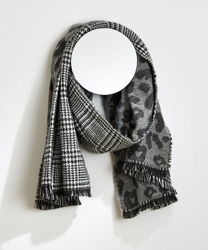 Double-Face Leopard Check Scarf Image 1