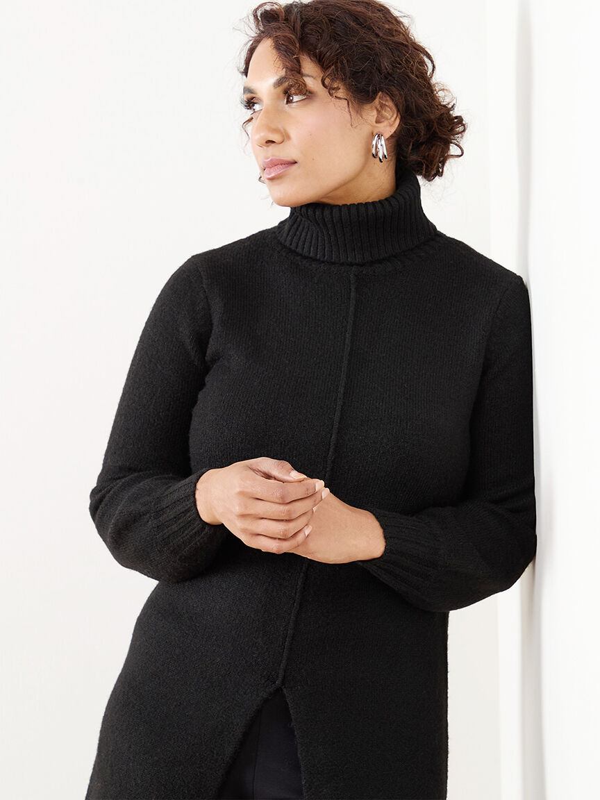 Long black turtleneck tunic outlet