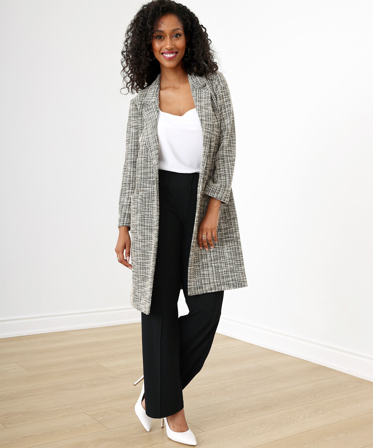 Petite Knit Tweed 1-Button Topper