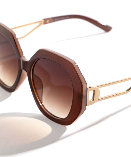 Rounded Brown Sunglasses Image 3
