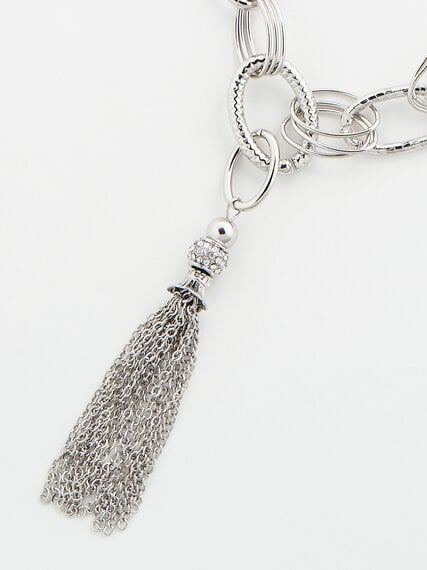 Long Silver Tassel Necklace Image 4