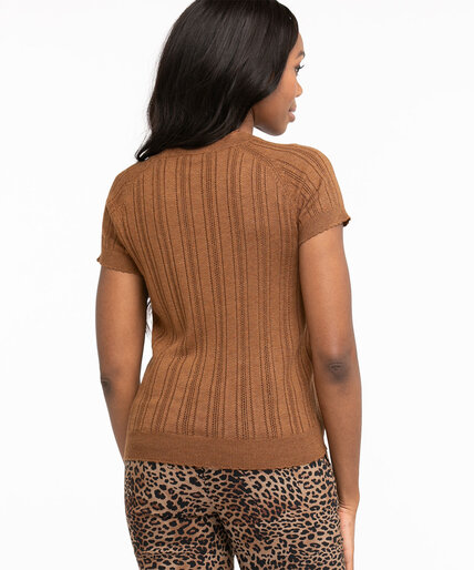 Pointelle Knit Short Sleeve Sweater Image 3