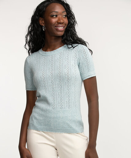 Pointelle Short Sleeve Sweater Image 1