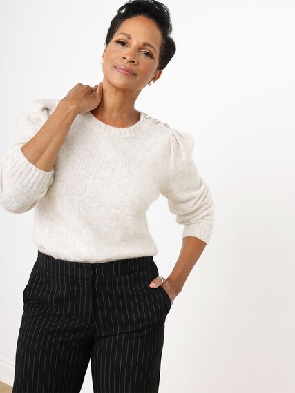 Button-Shoulder Pullover Sweater Image 6