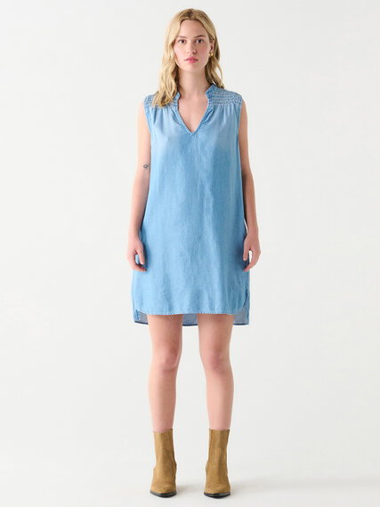 Sleeveless Smocked Shoulder Mini Dress by Dex Image 1